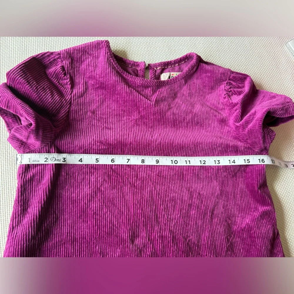 Mini Boden Girls Purple Cordoroy Dress SZ 11/12 Cotton Short Sleeve Pockets